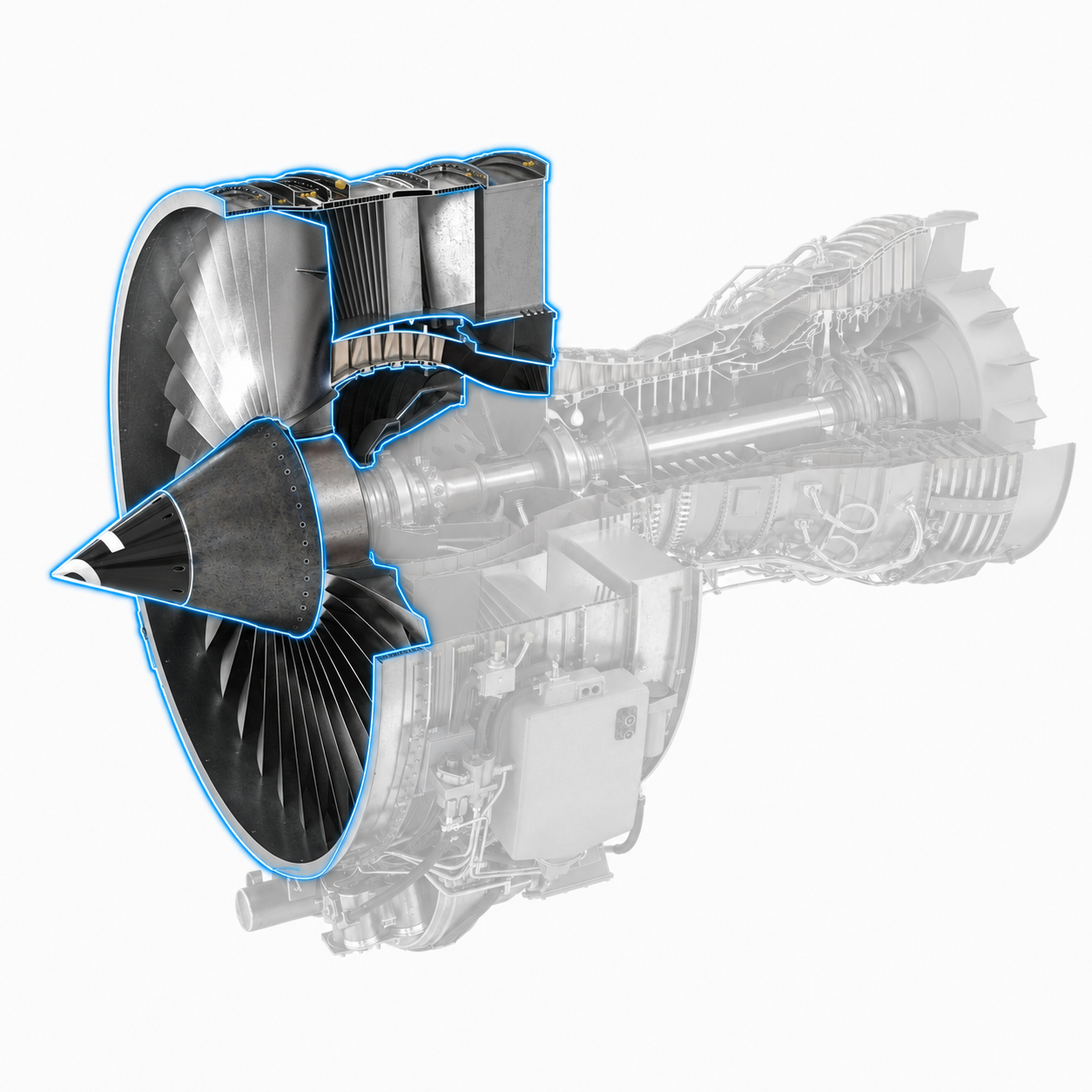 Forward Air Path highlighted on a CFM56-7B cutaway